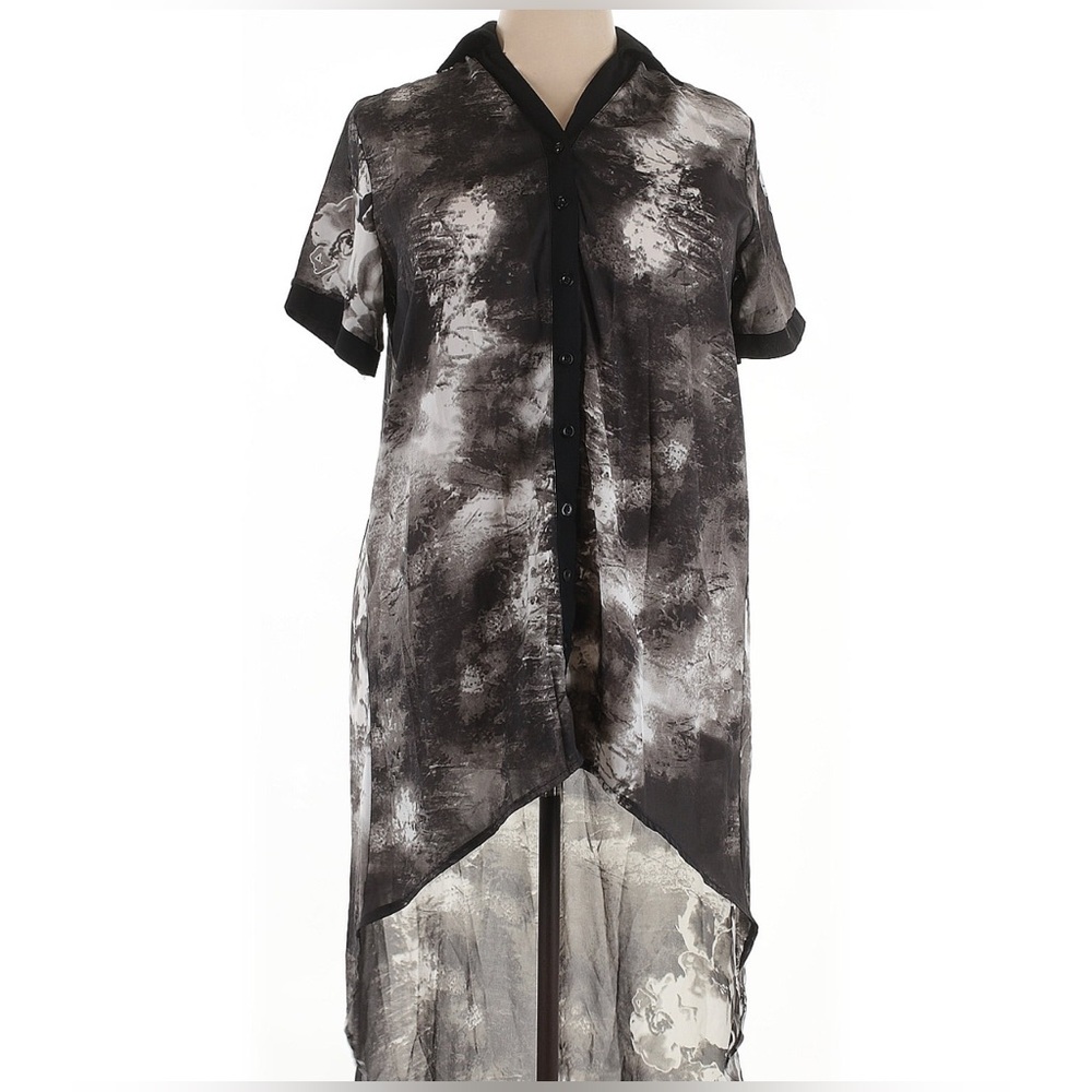 Semi-sheer high/low blouse